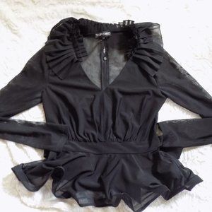 Top Chic Sheer Long Sleeve Blouse